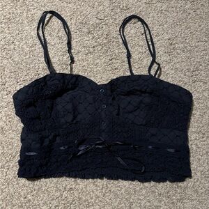 American Eagle Navy Blue Spaghetti Strap Crop Top Size Medium
